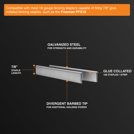 18 калибра 3/8" to 7/8" Glue Collated Galvanized Скобы для ограждений (5000 Count)