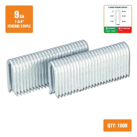 9-Gauge 1-1/2" to 2" Glue Collated Galvanized Скобы для ограждений (1000 шт.)