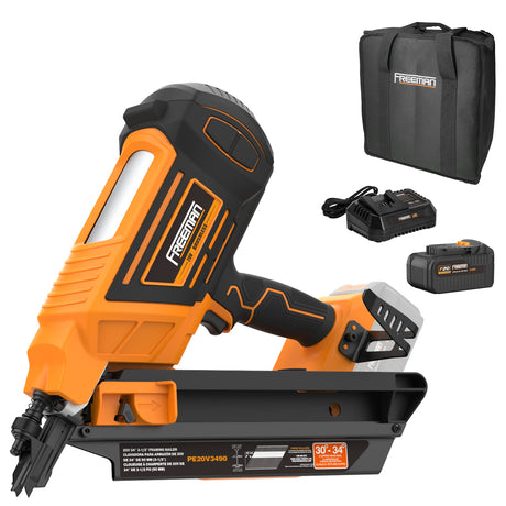 20V Cordless and Brushless 34 Degree 3-1/2" Framing Nailer Kit