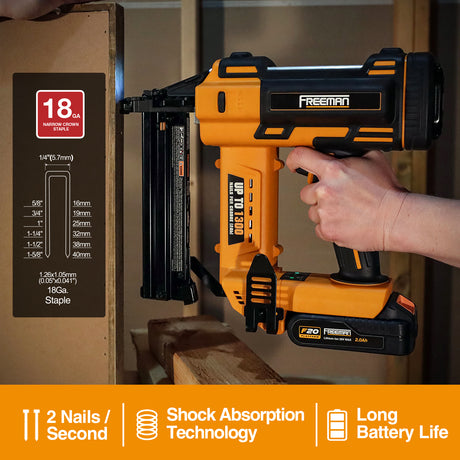 PE20V9040 20 Volt Cordless 18 калибра 1-5/8" Narrow Crown Stapler Kit