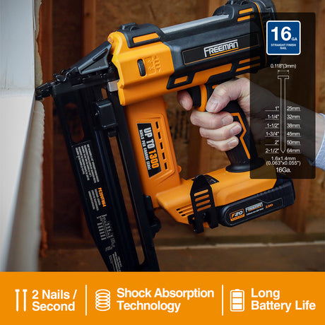 PE20VFN64 20 Volt Cordless 16-Gauge 2-1/2" Straight Финиш Nailer Kit