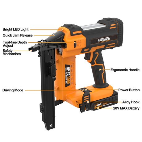 PE20VFS16 20 Volt Cordless 16-Gauge 1" степлер для ограждений, комплект