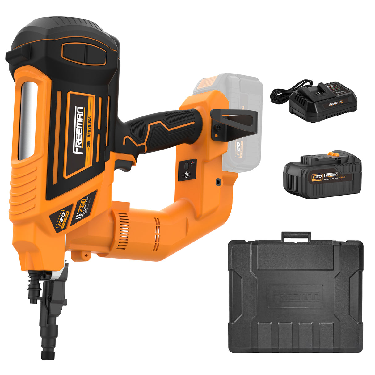 PE20VCNPN 20V Аккумуляторный бесщеточный 3" Однопиновый нейлер по бетону Kit